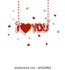 I love you lettering. Vector illustration.