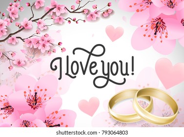 I Love You Lettering with Wedding Rings
