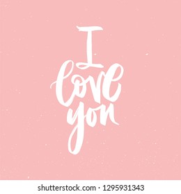 I LOVE YOU. LOVE LETTERING WORDS. FOR ST VALENTINE'S DAY. VECTOR LOVELY GREETING HAND LETTERING