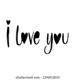I LOVE YOU. LOVE LETTERING WORDS. FOR ST VALENTINE'S DAY. VECTOR LOVELY GREETING HAND LETTERING