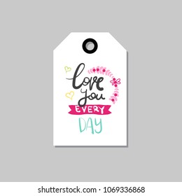 Te encanta LetteringTag Tarjeta de caligrafía de dibujo de mano creativa aislada