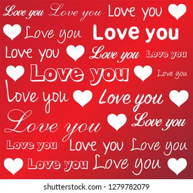 Love you letters pattern, background for happy valentine's Day