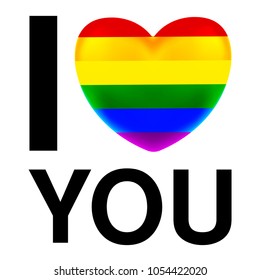 i love you with LGBT Flag heart