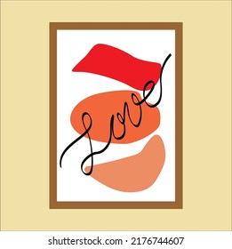  Love you line art of wall decor. Romantic wall art to celebrate Valentine's day. vector design illustration line art 
