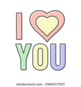 I Love You lineal color icon, vector, pixel perfect, illustrator file