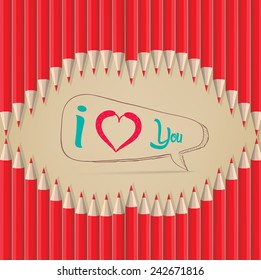 love you in lips shape out of pencils