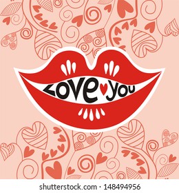 Love you lips vector illustration