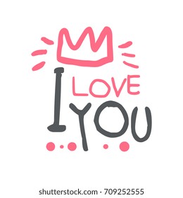 I love you logo template, colorful hand drawn vector Illustration