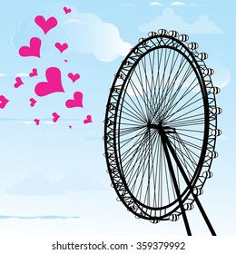 I love You London Poster Design and hearts vector illustration