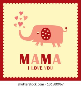 i love you mama elephant greeting card