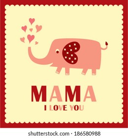 i love you mama elephant greeting card