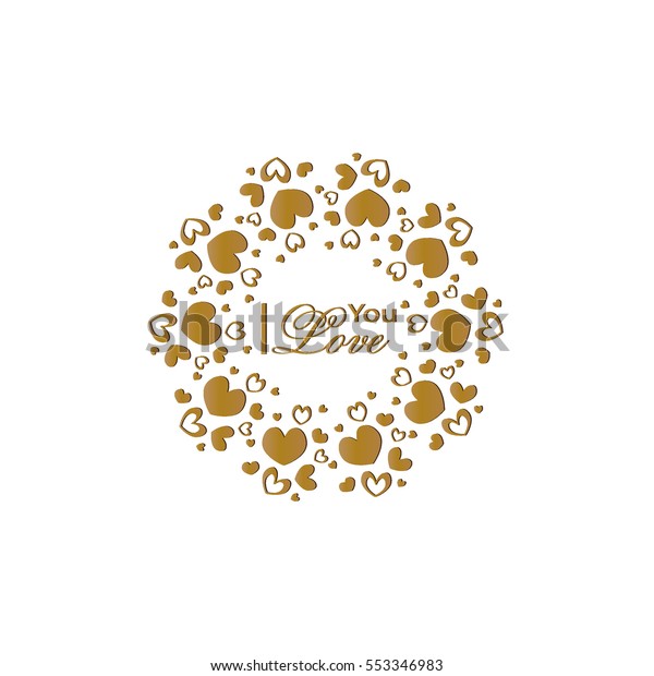 Download Love You Mandala Gold Hearts On Stock Vector (Royalty Free ...