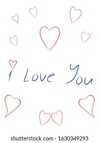 i love you messae illustration for valentines day