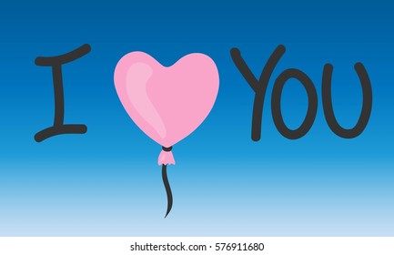 I love you message with heart-shaped pink balloon