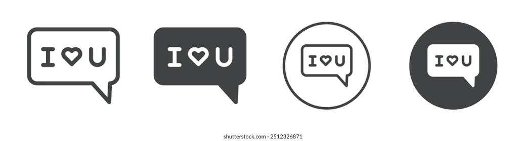 I love you message icon Vector logo outline