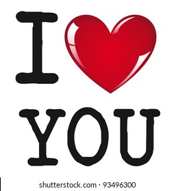 I love you message on white background, vector illustration