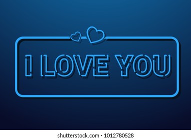 I Love You Message In Retro Style On Blue Background Vector Illustration