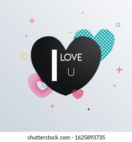 I love you, minimal design with hearts. happy valentines day. Valentines Day Minimal Poster Vector Illustration