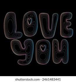 Love you - Ilustración vectorial de letras minimalista. Estampado de camiseta con texto en estilo digital.