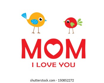 i love you mom with bird vector