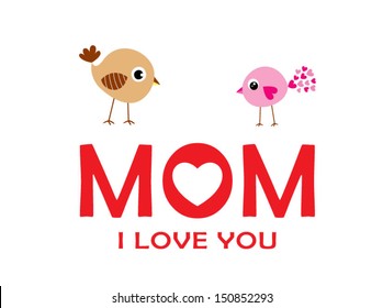 i love you mom with bird vector