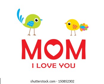 i love you mom with bird vector