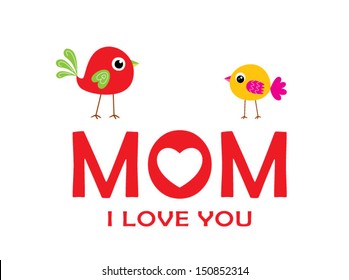 i love you mom with bird vector