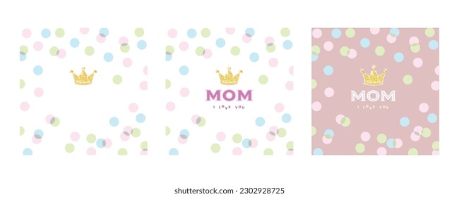 I love you MOM Crown design vector illustration.