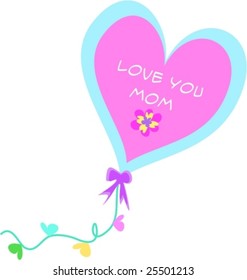 Love You Mom Decorative Balloon Vector