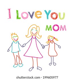 I love you mom doodle card