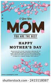 I love you mom happy mother's day greeting card design illustration