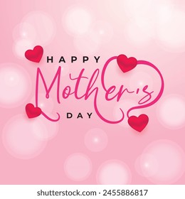 Love You Mom. Happy Mother's Day. Vector Graphics Illustration With Lettering and Hearts