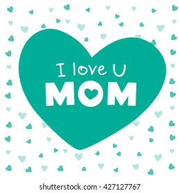 I love you mom lettering card with hearts