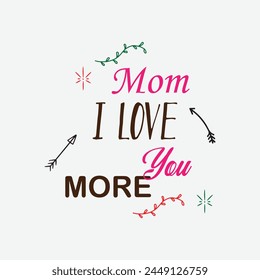 I Love You Mom Lettering Handwritten Calligraphy with heart symbol. Gift Card for Mother's Day Vector Design. Mother's day greeting card. I love you mom. Text on white background. Eps file 144.