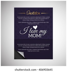 I Love You Mom, Mother's Day Blue background poster template. free stock illustration for greeting card, ad, promotion, poster, flier, blog, article, social media, marketing