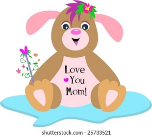 Love You Mom Puppy Dog Vector