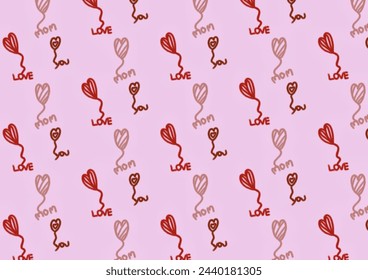 Love You Mom Red Heart Seamless Pattern