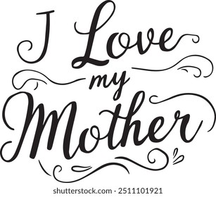 i love you mom text line icon black on white