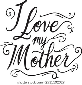 i love you mom text line icon black on white
