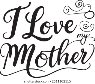 i love you mom text line icon black on white
