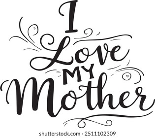 i love you mom text line icon black on white
