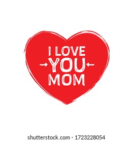 I Love You Mom typography punched out in a heart icon for Mother's Day
