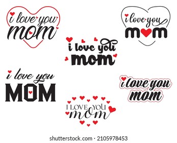 I love you mom typography t shirt design bundle