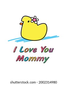 i love you mommy duck gift card vector