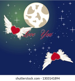 Love You Moon Back Stock Vector (Royalty Free) 1303141894