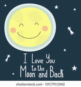 Te amo a la luna y de vuelta. Tarjeta romántica ligera