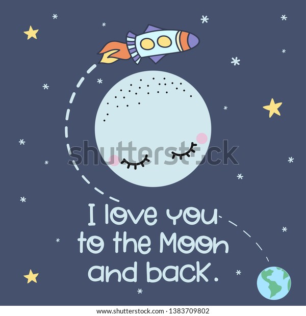 Love You Moon Back Cute Moon Stock Image Download Now