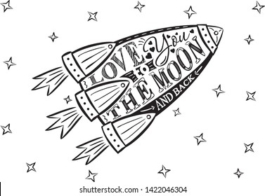 Love You Moon Back Doodle Vector Stock Vector (Royalty Free) 1422046304
