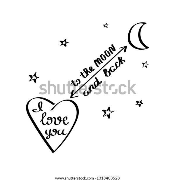 Love You Moon Back Heart Moon Stock Vector (Royalty Free) 1318403528 ...