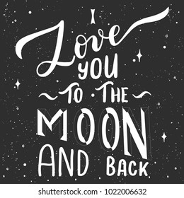 Love You Moon Back Lettering Vector Stock Vector (Royalty Free ...